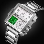 Skmei - 1584(chain) - Sports Quartz Waterproof Tiple time - Silver-Steel - Image 5