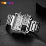 Skmei - 1584(chain) - Sports Quartz Waterproof Tiple time - Silver-Steel - Image 4