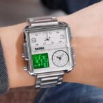 Skmei - 1584(chain) - Sports Quartz Waterproof Tiple time - Silver-Steel - Image 3