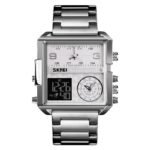 Skmei - 1584(chain) - Sports Quartz Waterproof Tiple time - Silver-Steel