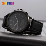 Skmei - 1652 (Strap) - Multifunctional Waterproof - Black/Black-Leather - Image 3