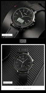Skmei - 1652 (Strap) - Multifunctional Waterproof - Black/Black-Leather - Image 5