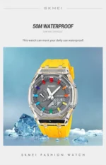 Skmei - 2100 - World Time 50m Waterproof - Yellow - Image 6