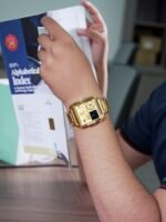 Skmei - 1584(chain) - Sports Quartz Waterproof Tiple time - Gold-Steel - Image 6