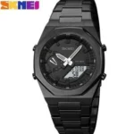 Skmei - 1816 - Dual Display luminous waterproofs 50+ timezone - Black/Black-White - Image 5