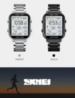 Skmei - 1888 - Digital Dial Step Count Pedometer Stainless Steel Watch - Black - Image 7