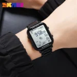 Skmei - 1888 - Digital Dial Step Count Pedometer Stainless Steel Watch - Black - Image 3