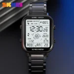 Skmei - 1888 - Digital Dial Step Count Pedometer Stainless Steel Watch - Black - Image 2