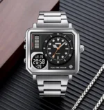 SKMEI - 2025 - LED Backlight Large Screen Multi-Time Zone Waterproof Watch - Silver - Image 3