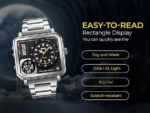 SKMEI - 2025 - LED Backlight Large Screen Multi-Time Zone Waterproof Watch - Silver - Image 2