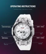 Skmei - 2411 Waterproof 50m & 50+ Timezone Watch - White/White - Image 6