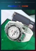 Skmei - 2411 Waterproof 50m & 50+ Timezone Watch - White/White - Image 3
