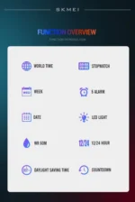 Skmei - 2411 Waterproof 50m & 50+ Timezone Watch - White/Black - Image 6