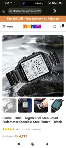 Skmei - 1888 - Digital Dial Step Count Pedometer Stainless Steel Watch - Black photo review