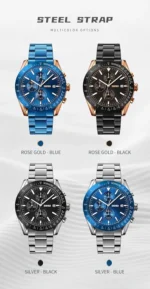 Skmei - 9253 - Elite Chronograph Watch - Silver/Blue-Steel - Image 3