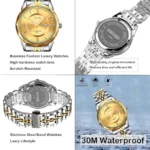 SKMEI - 9268 - Quartz Stainless Steel Luxury Analog Watch - Golden - Image 4