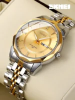 SKMEI - 9268 - Quartz Stainless Steel Luxury Analog Watch - Golden - Image 3