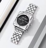 Skmei - 2413 - Minimal Elegant Square Design - Silver/Black - Image 3