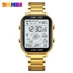 Skmei - 1888 - Digital Dial Step Count Pedometer Stainless Steel Watch - Gold - Image 3