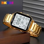 Skmei - 1888 - Digital Dial Step Count Pedometer Stainless Steel Watch - Gold