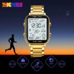 Skmei - 1888 - Digital Dial Step Count Pedometer Stainless Steel Watch - Gold - Image 5