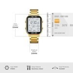 Skmei - 1888 - Digital Dial Step Count Pedometer Stainless Steel Watch - Gold - Image 7