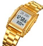 Skmei - 2277 - Qibla Azan Time Reminder Prayer Watch - Golden