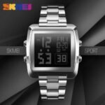 Skmei - 1369 - Digital Luxury Gents Stainless Steel Watch - Silver - Image 4
