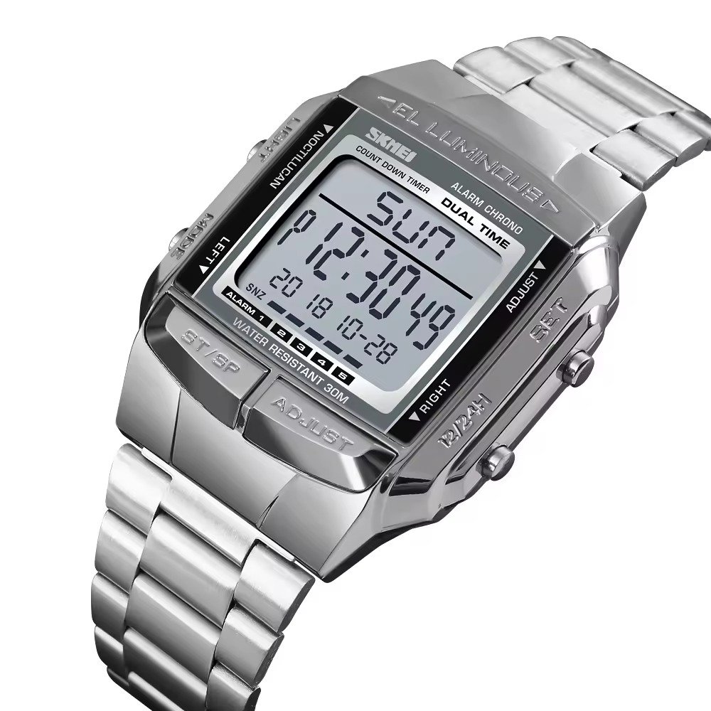 1381 (3) Skmei - 1381 - Digital Stainless Steel Watch - Silver - Image 1