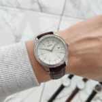 Skmei - 9298 - Leather Strap Casual Analog Quartz Watch - Silver/Silver-Brown - Image 4