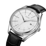 Skmei - 9298 - Leather Strap Casual Analog Quartz Watch - Silver/Silver-Black