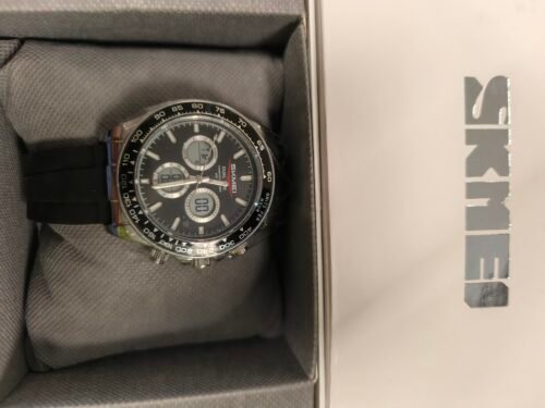 SKMEI - 2505 - Electronic Quartz Dual Display Watch - Silver/Black-SilicaGel photo review
