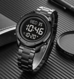 SKMEI - 1864 - Digital Stainless Steel Luminous Waterproof Watch - Black/Black-Steel