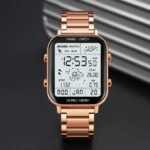Skmei - 1888 - Digital Dial Step Count Pedometer Stainless Steel Watch - Rosegold