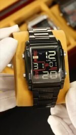 SKMEI - 2206 - Digital Movement Multifunction Stainless Steel Watch - Black/Black - Image 3