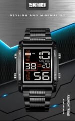 SKMEI - 2206 - Digital Movement Multifunction Stainless Steel Watch - Black/Black - Image 4