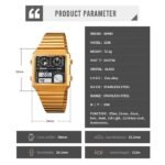 SKMEI 2198 Digital Thermometer Multifunctional Watch - gold - Image 4