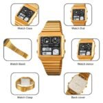 SKMEI 2198 Digital Thermometer Multifunctional Watch - gold - Image 3