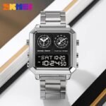 Skmei - 2204 - Digital Luminous 4 Time Square - Silver/Black - Image 2