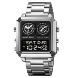 Skmei - 2204 - Digital Luminous 4 Time Square - Silver/Black