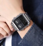 Skmei - 2204 - Digital Luminous 4 Time Square - Silver/Black - Image 3