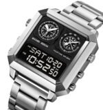 Skmei - 2204 - Digital Luminous 4 Time Square - Silver/Black - Image 5
