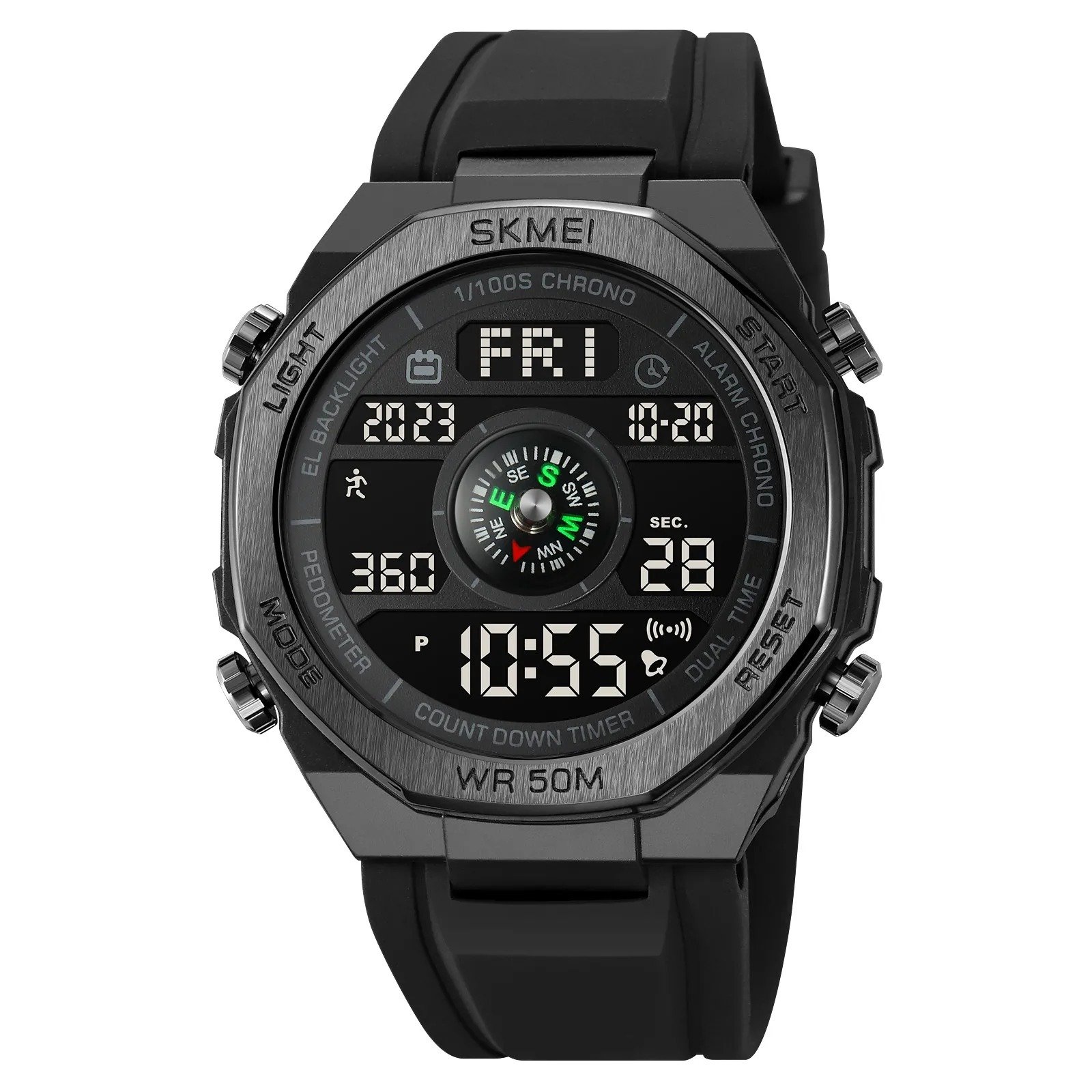2209 (5) SKMEI - 2209 - Digital Step Count Pedometer Watch - Black/Black - Image 1