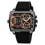 SKMEI 2229 Multi-Zone Analog Digital Sports Watch - Black/Black-Leather