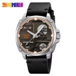 SKMEI 2289 Skeleton Dial Leather Strap Watch - Silver/Black