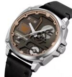 SKMEI 2289 Skeleton Dial Leather Strap Watch - Silver/Black - Image 2