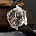 SKMEI 2289 Skeleton Dial Leather Strap Watch - Silver/Black - Image 3