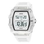 SKMEI 2296 Digital Sports Countdown Timer Watch - White/Transparent-White