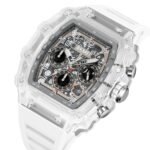SKMEI 2305 Tonneau Skeleton Dial Chronograph Watch - white/transparent/white