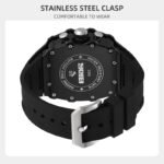 SKMEI 2305 Tonneau Skeleton Dial Chronograph Watch - Black/Black - Image 5